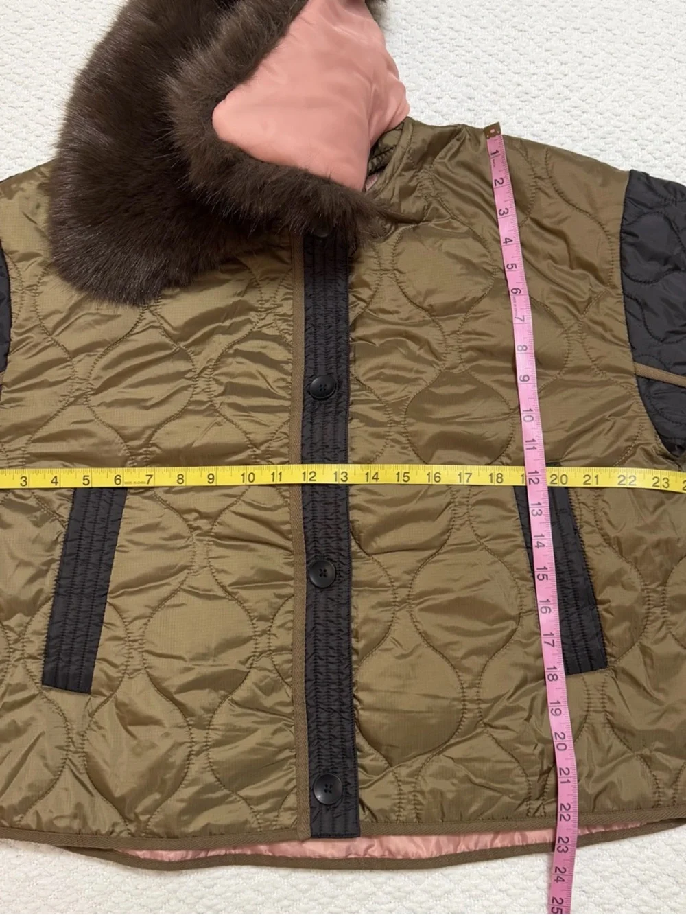 Asos Design Quilted Hybrid Teddy Collarless Jacket Mocha Women’s Size Small Chic - Picture 6 of 12